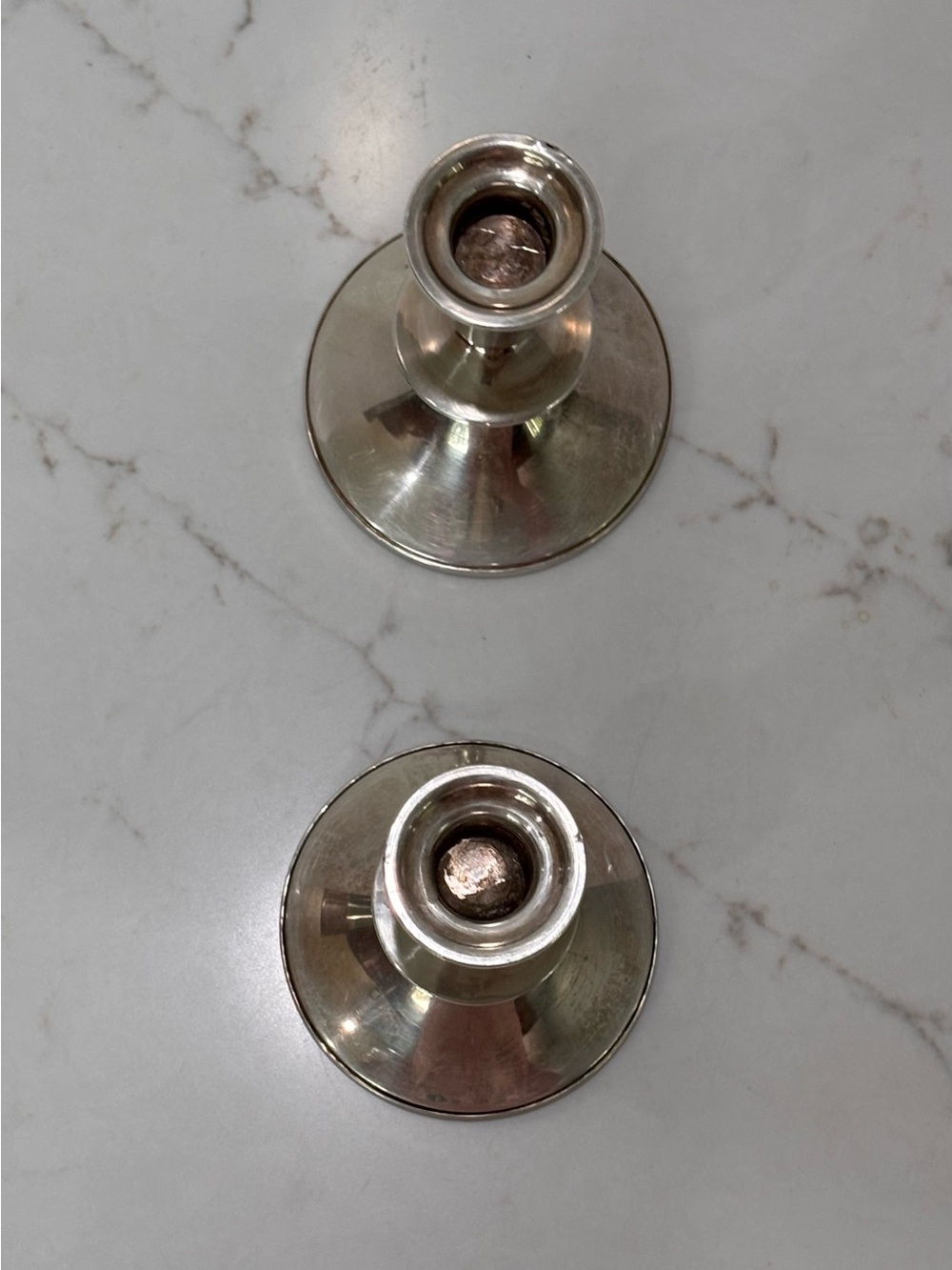Vintage Pair Sterling Silver Weighted Candlesticks MCM - Picture 2 of 7